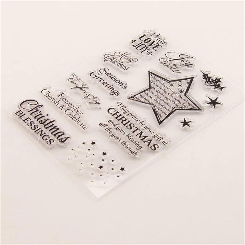 LZBRDY Merry Christmas Stars Blessing Words Clear Rubber Stamps for Card Making and Scrapbooking Christmas Silicone Stamps (T1600) - Image 5